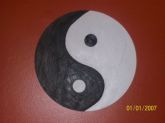 Quadro ying/yang tam 60cm em acrilico sobre tela